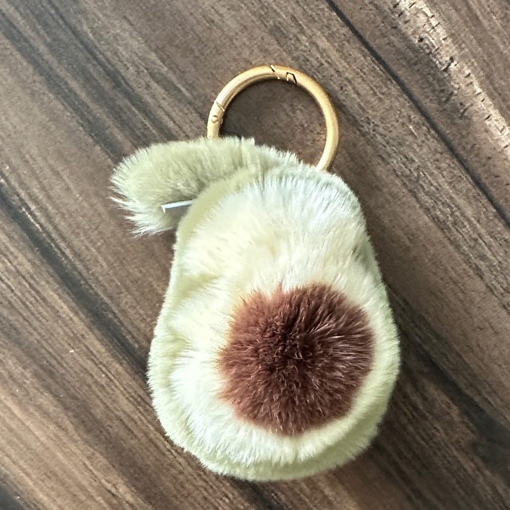 Alf the Label Faux Fur Avocado Keychain with Gold Ring